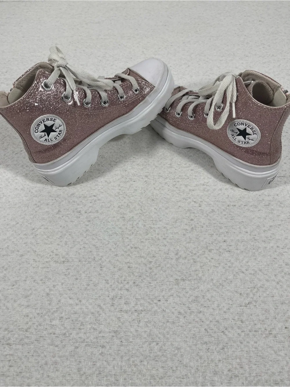 Converse All Star, Platform High, Glitter Sneakers Rose Pink, Size 1. SKU#0469